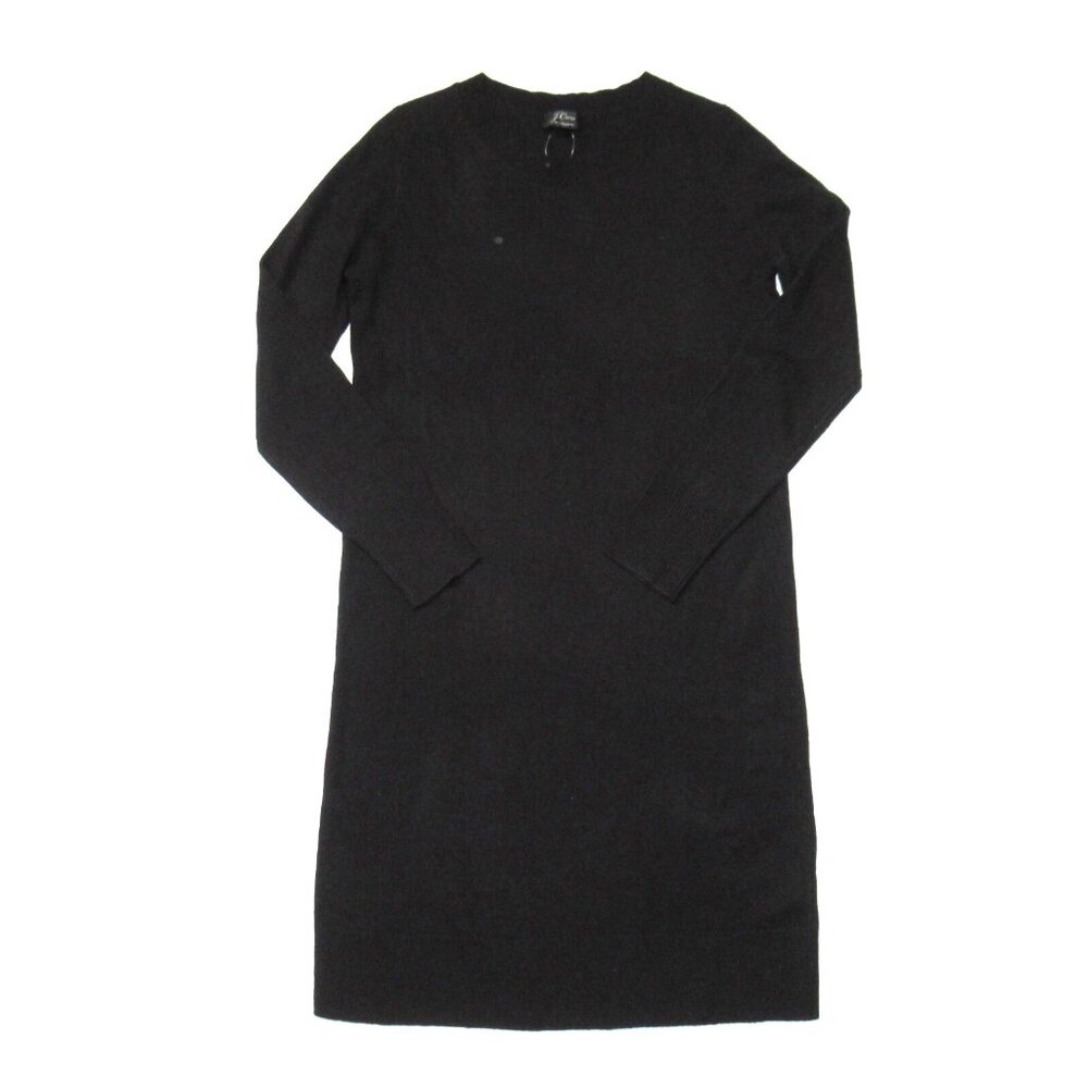 NWT J.Crew Long-sleeve Everyday Cashmere Crewneck Sweater Dress in Black XS - Picture 2 of 7